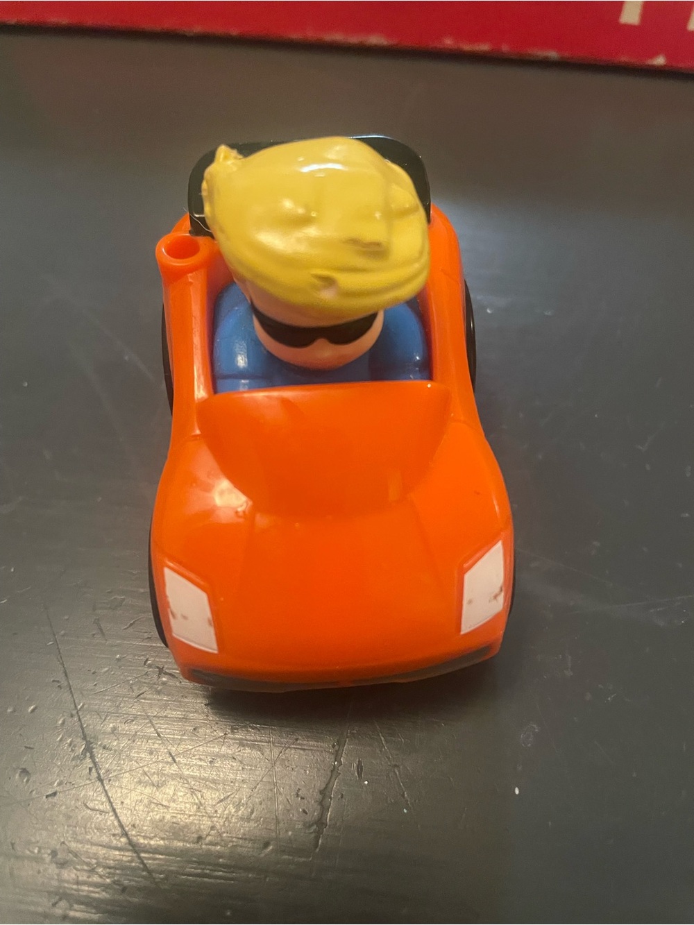 Little People wheelies Orange Toy Race Car with Driver see pics